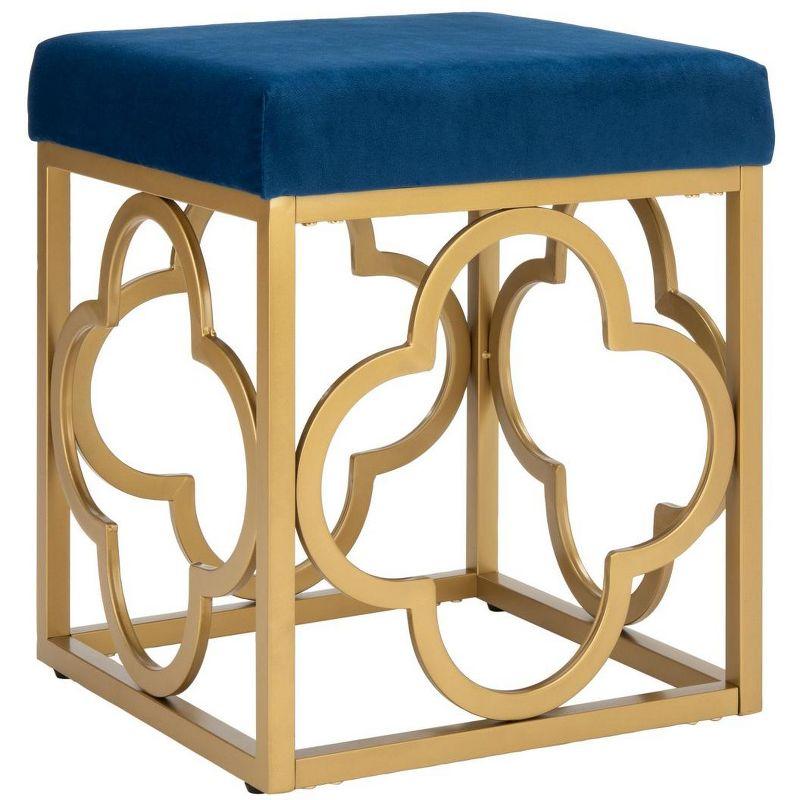 Fleur Square Ottoman - Navy/Gold - Safavieh
