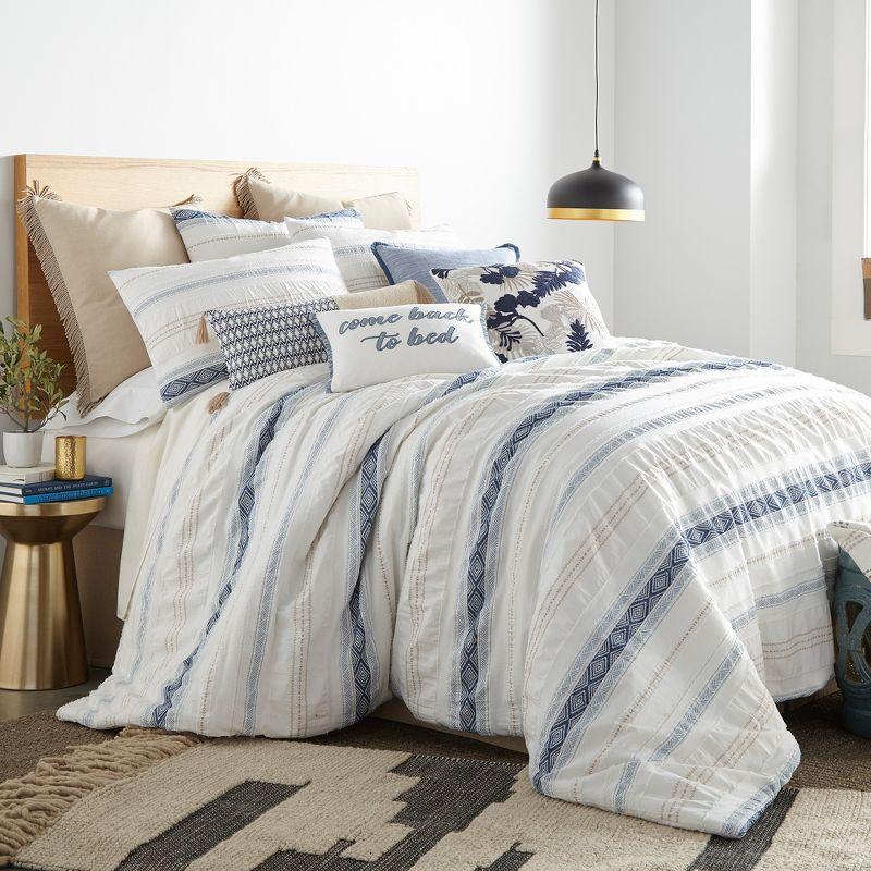 Pickford Full/Queen Cotton Comforter Set in Blue and Cream