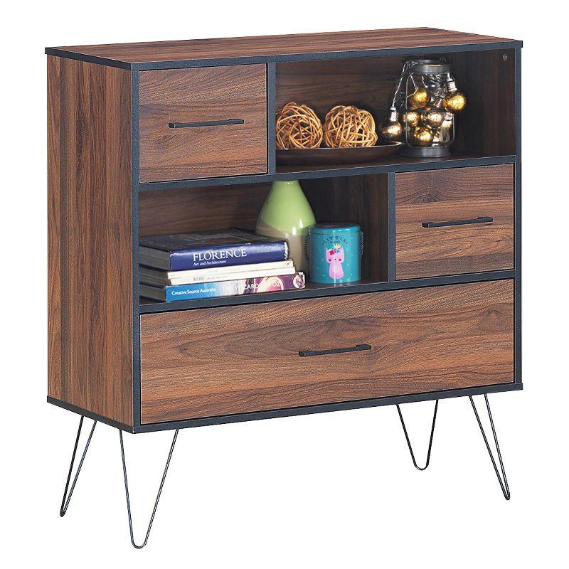 Tangkula Multipurpose Sideboard Storage Cabinet Unit w/Metal Leg &Drawer Walnut