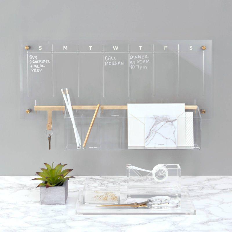 RUSSELL + HAZEL Acrylic Weekly Wall Calendar: Clear Office Supplies, Desk Organizer, 10" x 24" Wall Planner