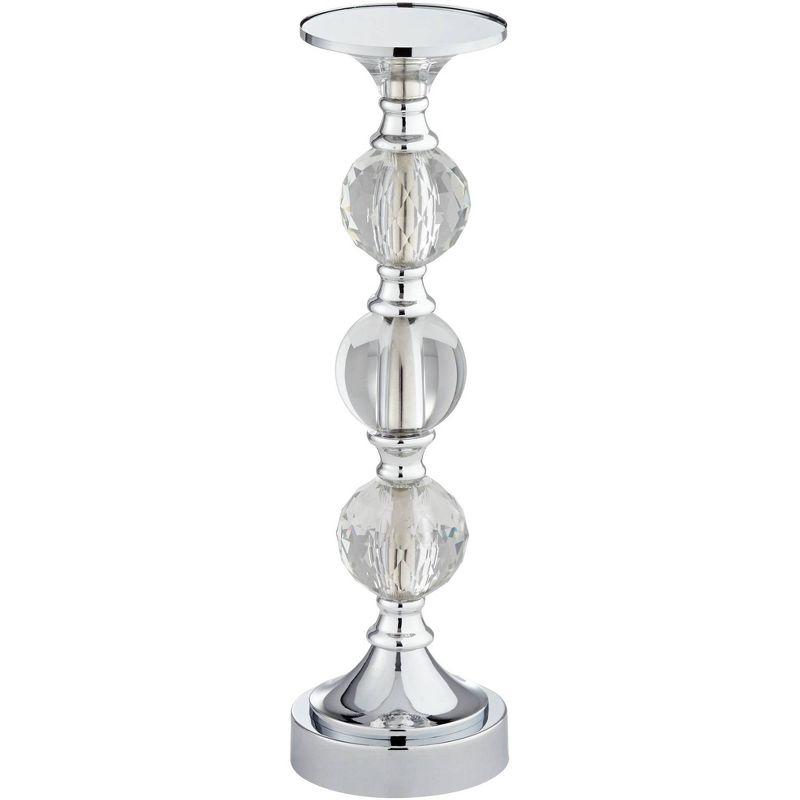 Dahlia Studios Caroline Chrome and Crystal Pillar Candle Holders Set of 3