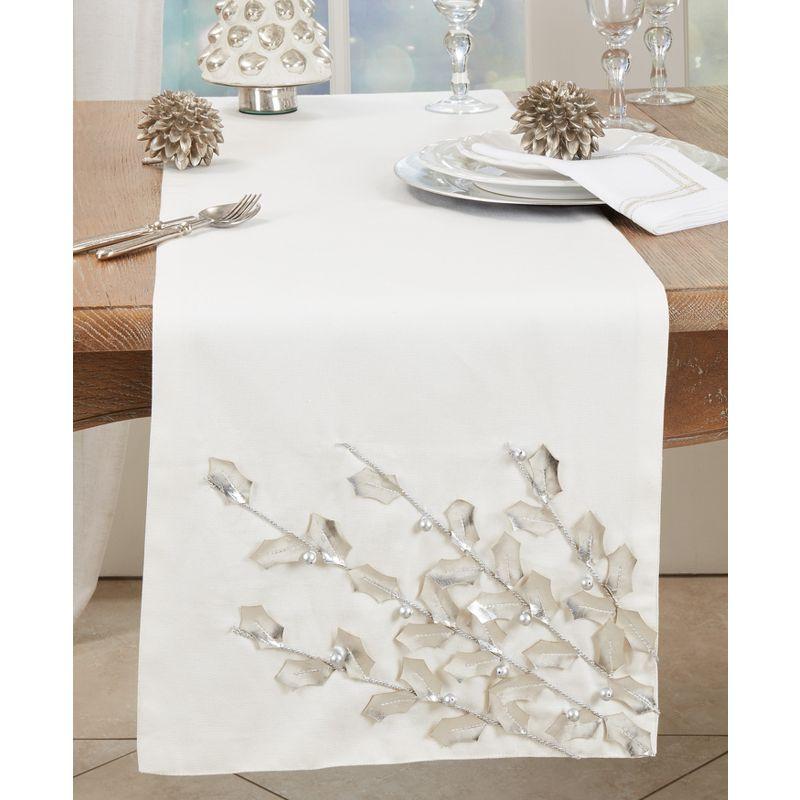 Saro Lifestyle Elegant Charm Poinsettia Branch Table Runner