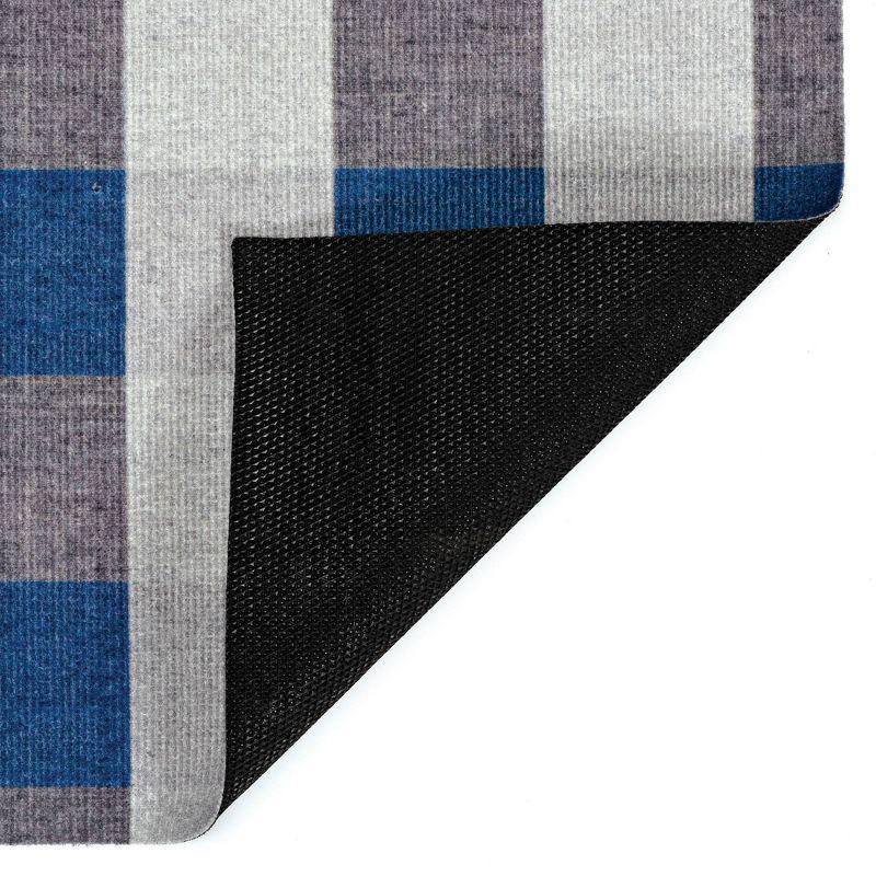 6' x 8' Gingham Outdoor Rug Blue/White - Foss Floors