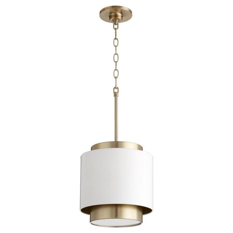 Studio White and Aged Brass Drum Pendant Light