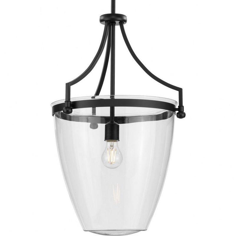 Matte Black and Clear Glass Jar Pendant Light