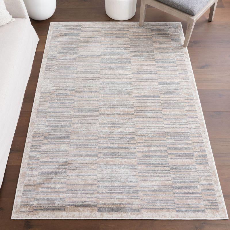 Nidhi Gray Striped Synthetic 5' x 8' Area Rug