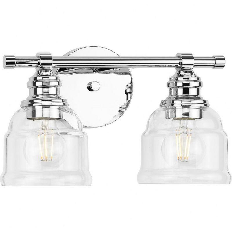 Progress Lighting Ambrose 2-Light Wall Sconce, Polished Chrome, Clear Glass Shades