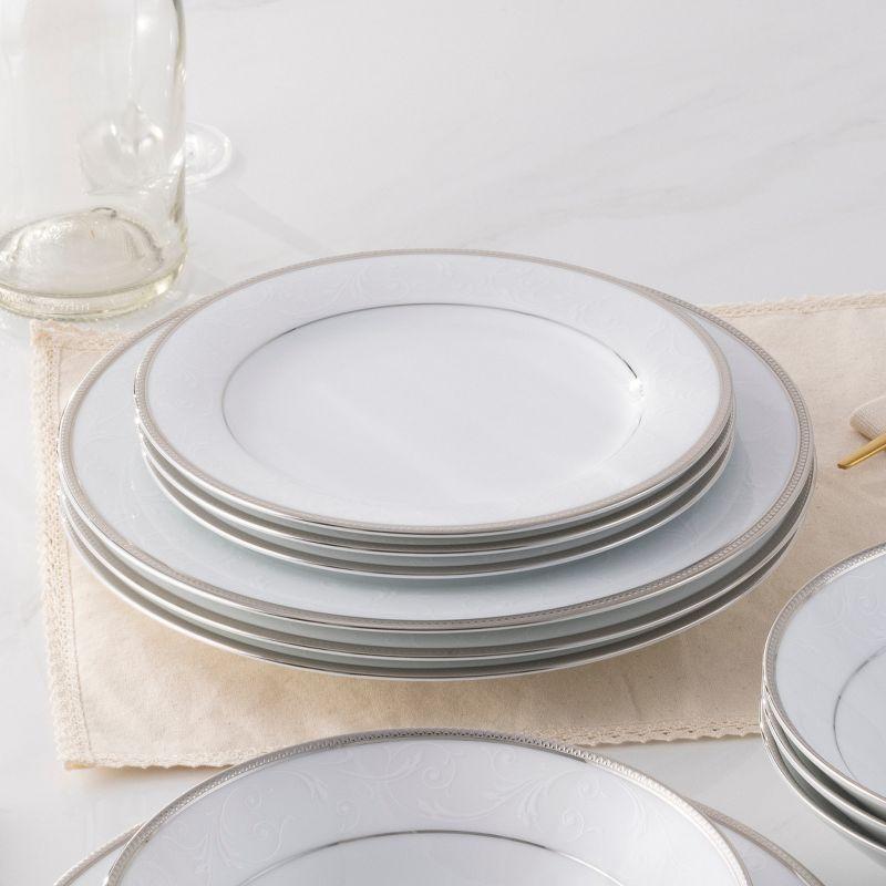 Noritake Regina Platinum 12-Piece Dinnerware Set, Service for 4