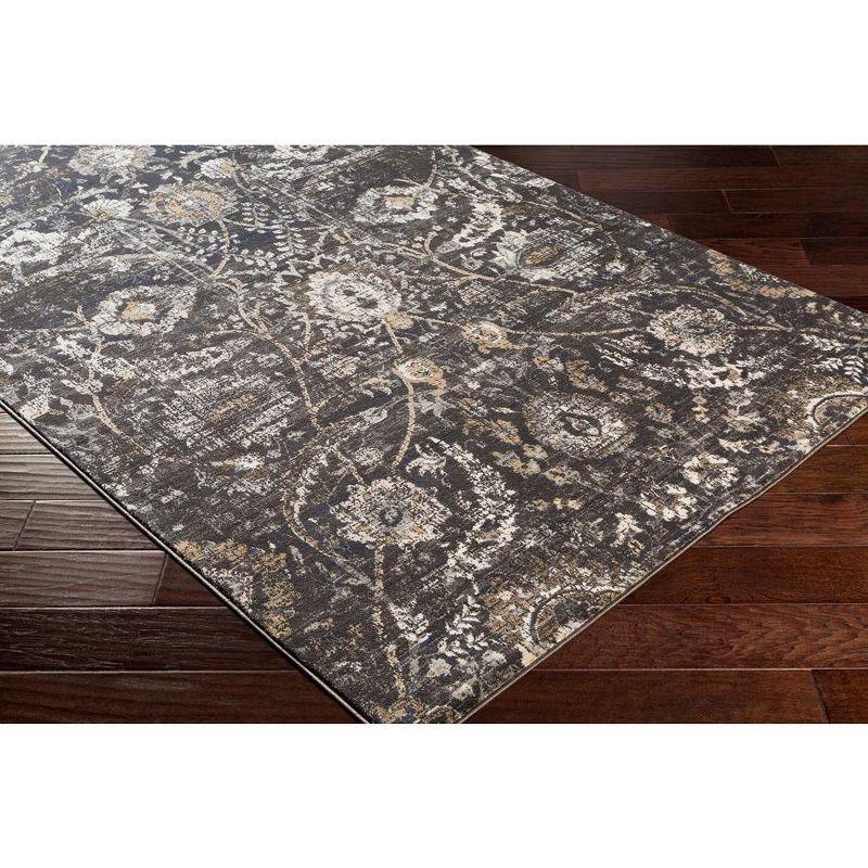 Avellino Round Hand-Knotted Black Synthetic Fur Area Rug, 51"