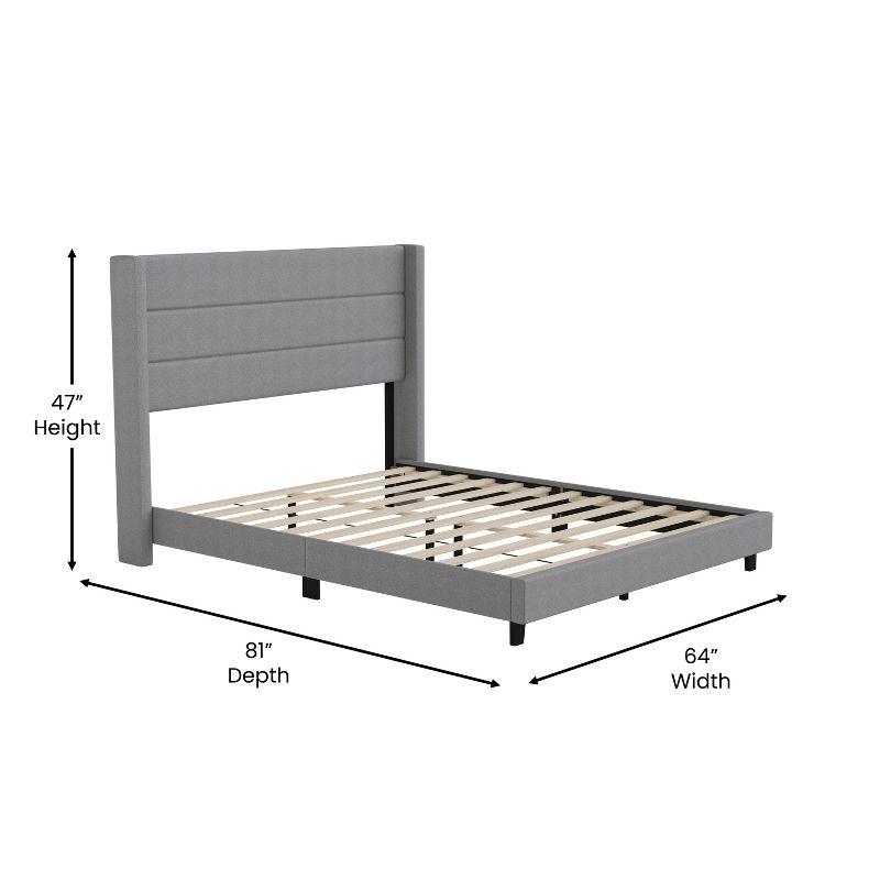 Merrick Lane Modern Platform Bed with Padded Channel Stitched Upholstered Wingback Headboard and Underbed Clearance