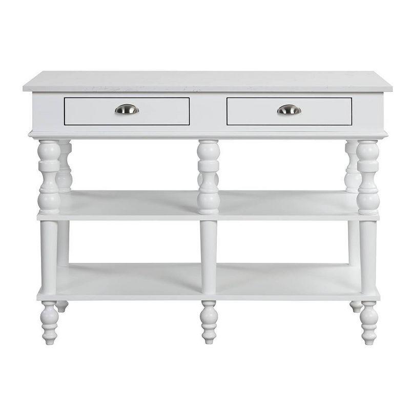 Acme Furniture Rorratt Kitchen Island Marble Top/White Finish