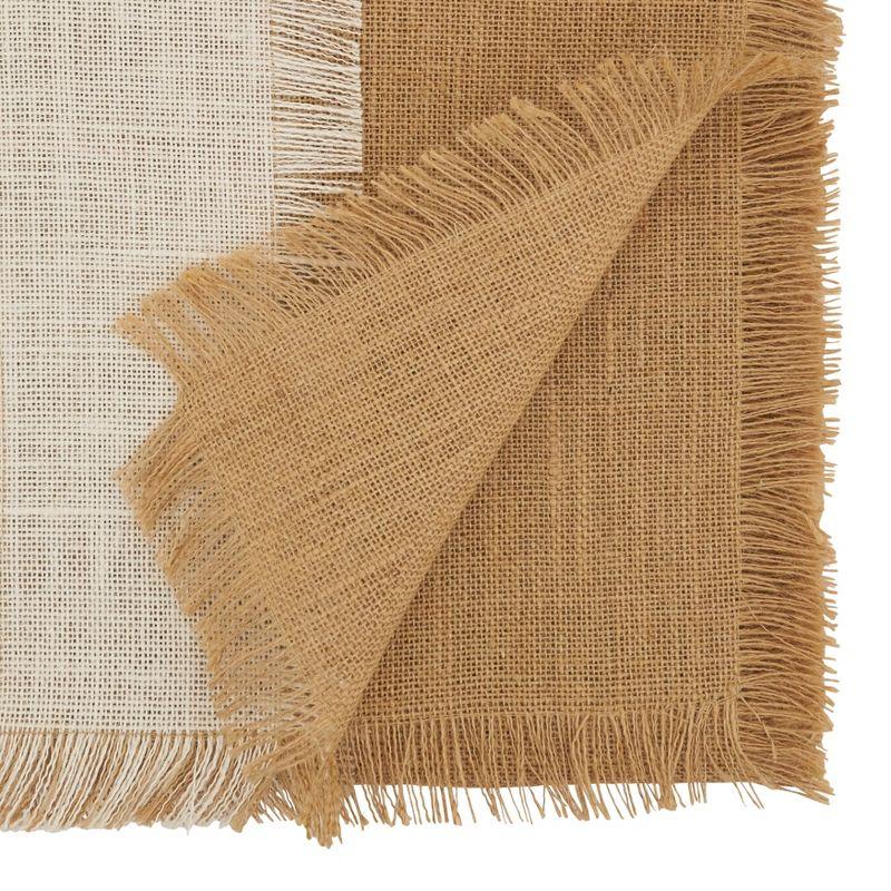 Natural Jute Table Runner with White Banded Design