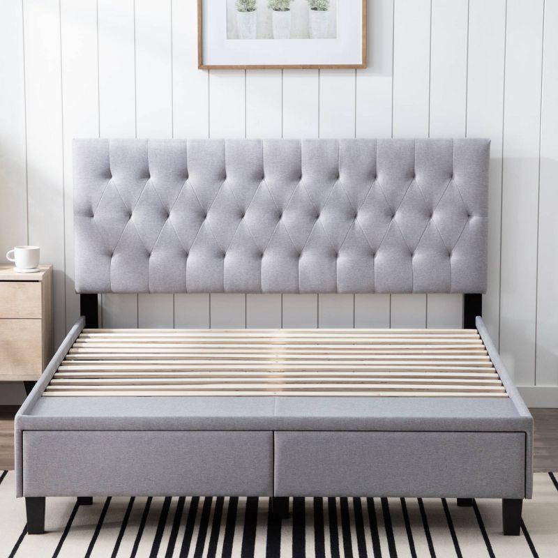 Anna Upholstered Bed with Drawers - Brookside Home