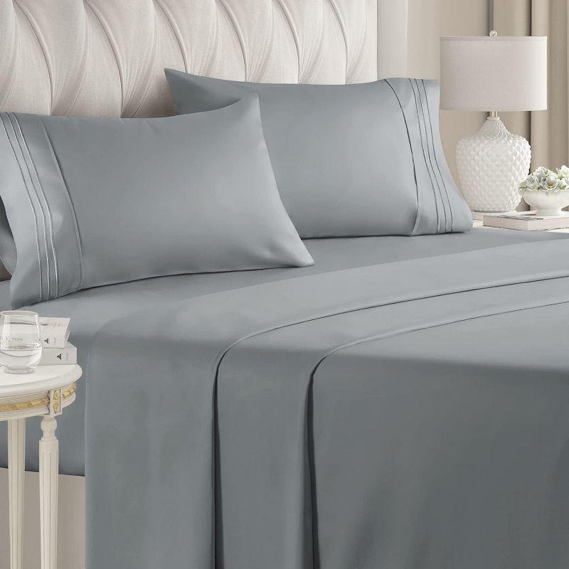 Solid 4 Piece Bed Sheet Set - Ultra Soft and Breathable Sheets - CGK Linens