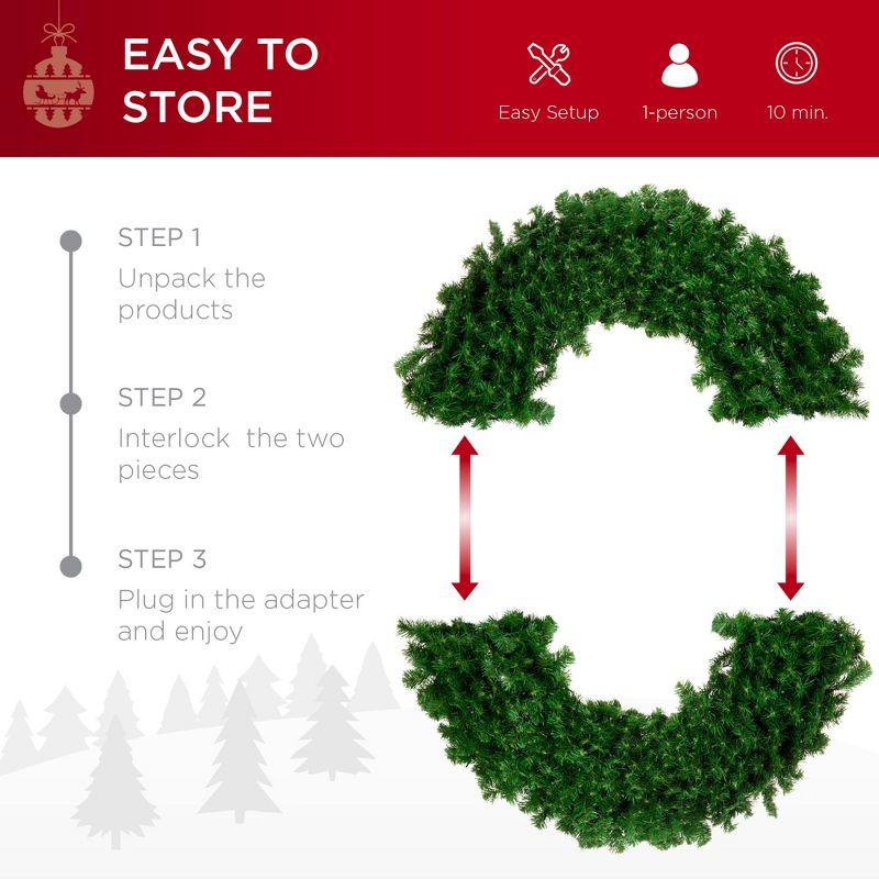 Best Choice Products Artificial Pre-Lit Fir Christmas Wreath Decoration w/ LED Lights, Power Plug-In