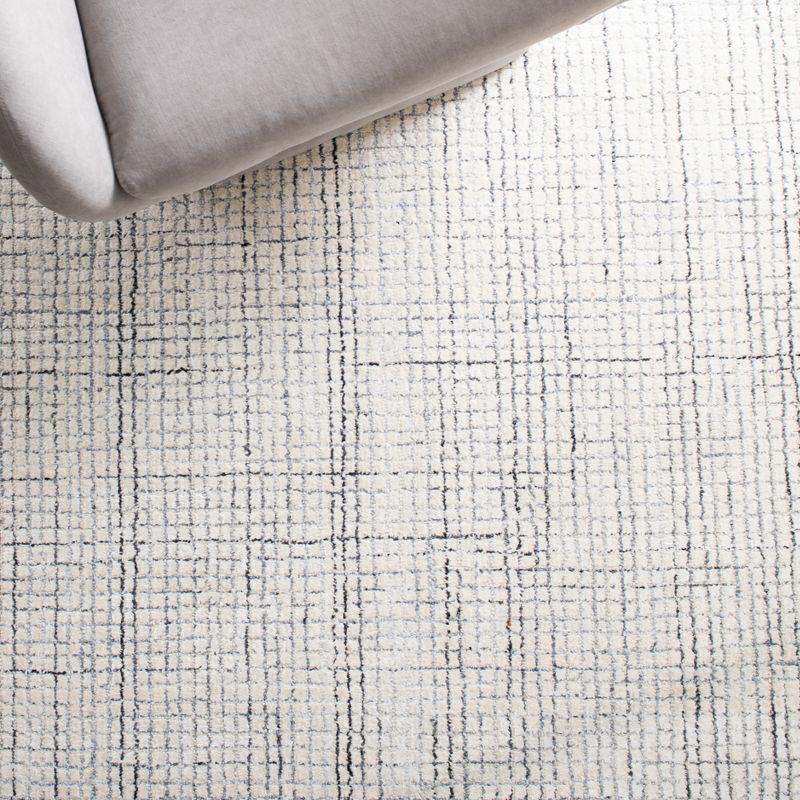 Ivory and Grey Square Hand-Tufted Wool Area Rug