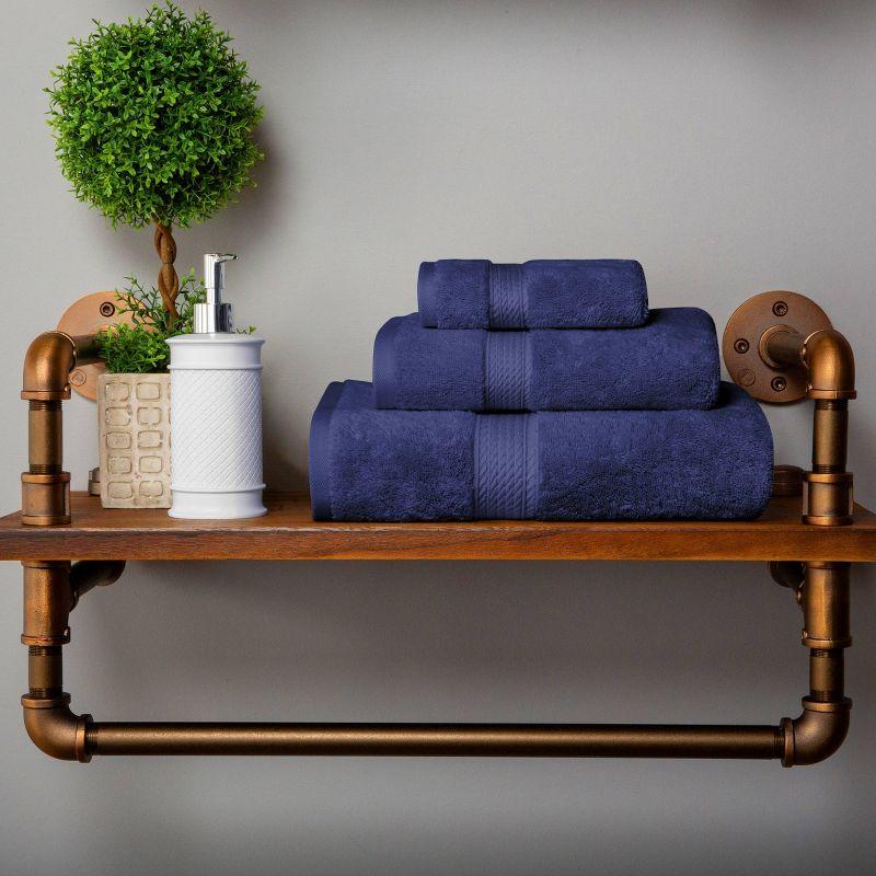 Luxury Cotton Heavyweight Ultra-Plush 3 Piece Towel Set, Navy Blue - Blue Nile Mills