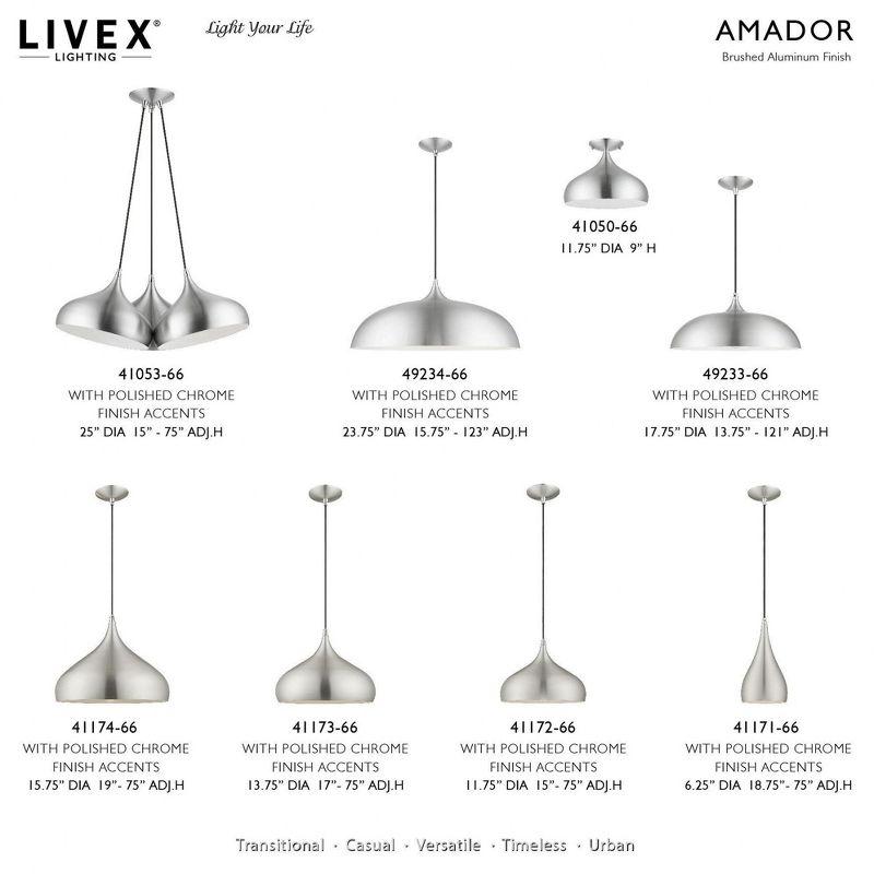 Livex Lighting Metal Shade 1 - Light Pendant in  Brushed Aluminum