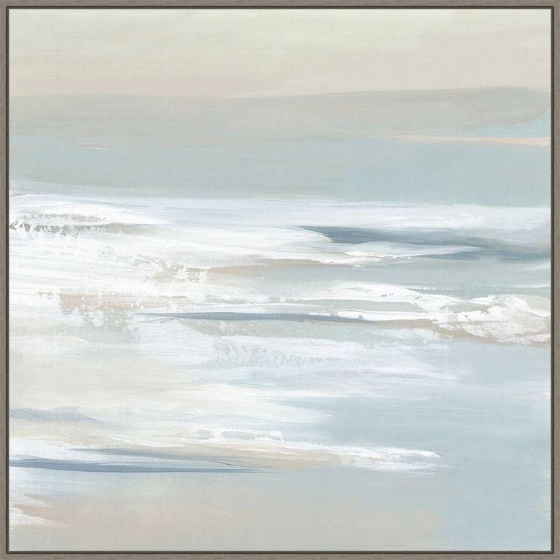 Muted Blue and Gray Abstract Ocean Canvas Print with Polystyrene Frame