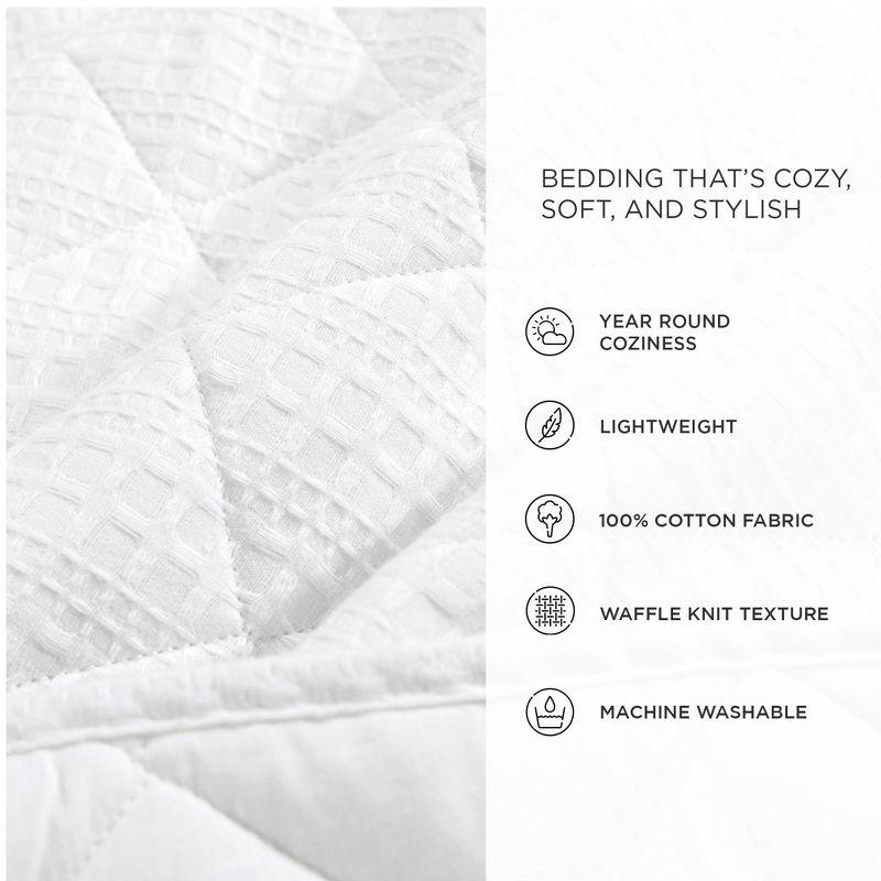 Haniya Solid Waffle Woven Cotton Textured Quilt 3 Pieces Set