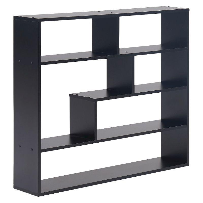 Black MDF Rectangular Wall Shelf with Cubes, 41" x 10"