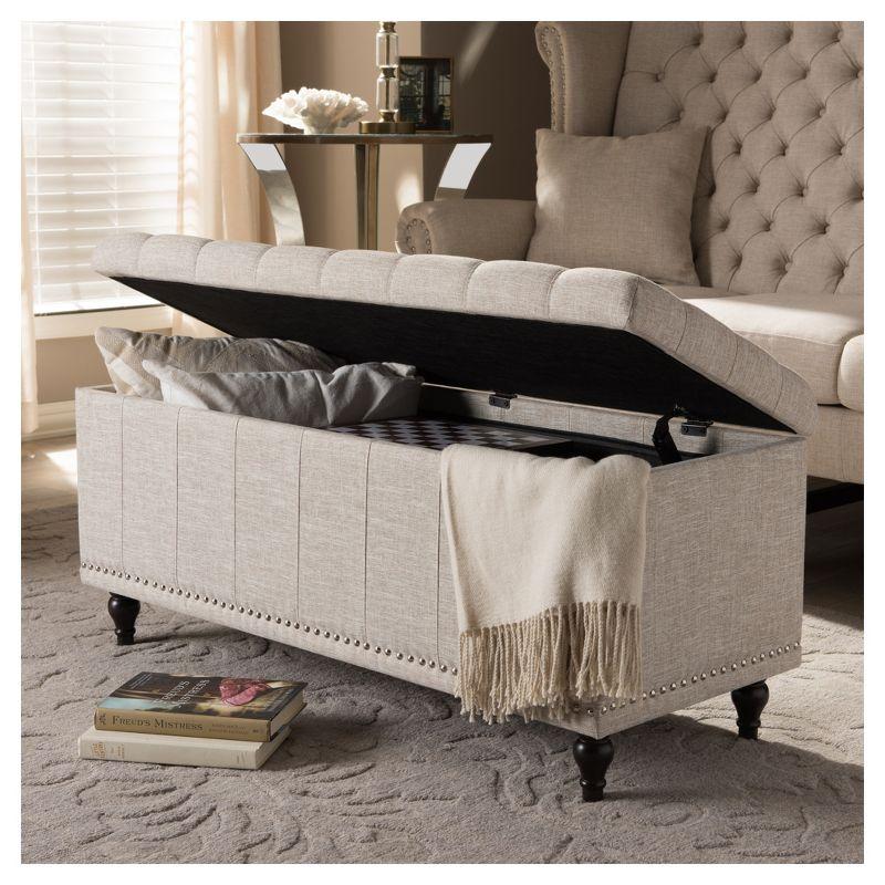 Kaylee Modern Classic Fabric Upholstered Button - Tufting Storage Ottoman Bench - Baxton Studio