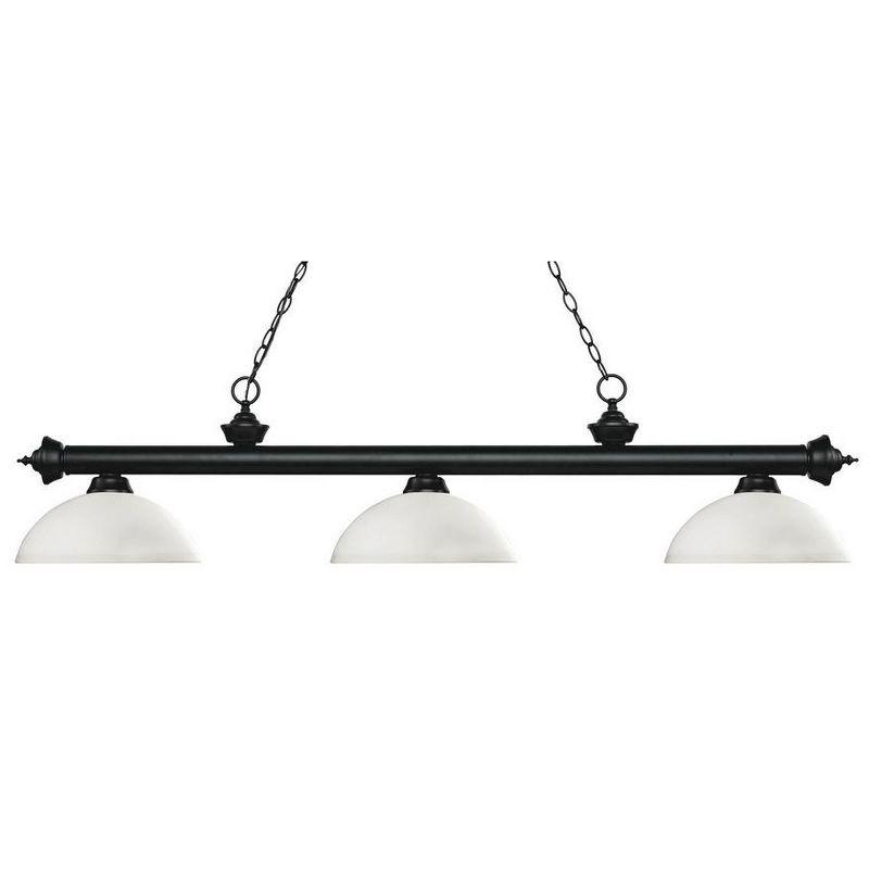 Riviera Matte Black and Antique Copper 3-Light Billiard Chandelier