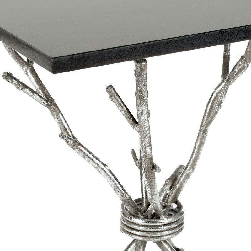 Alexa Black Granite Top Silver Branch Accent Table