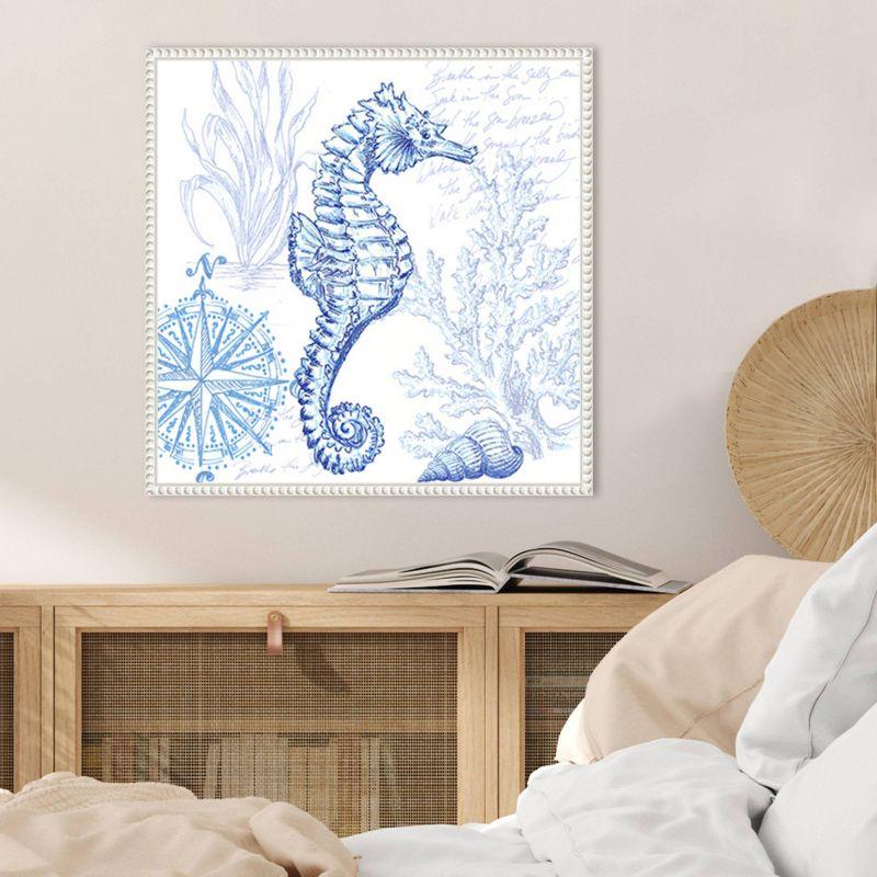 Amanti Art Coastal Sketchbook Sea Horse by Tre Sorelle Studios Framed Canvas Wall Art Print