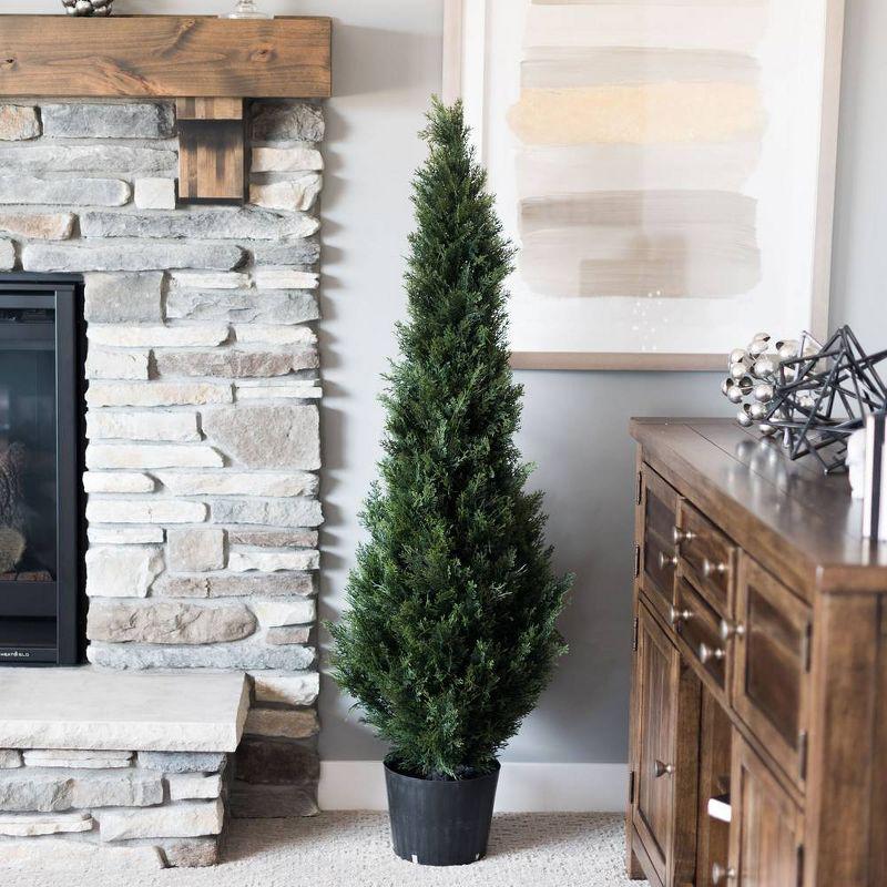 Vickerman 4' Artificial Potted Cedar Tree (UV) : Indoor/Outdoor Decor, No Maintenance