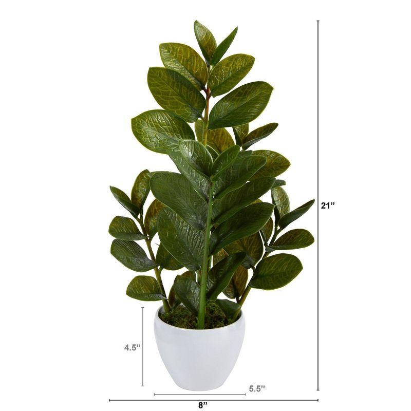 Nearly Natural 22-in Zamioculcas Artificial Plant in White Planter