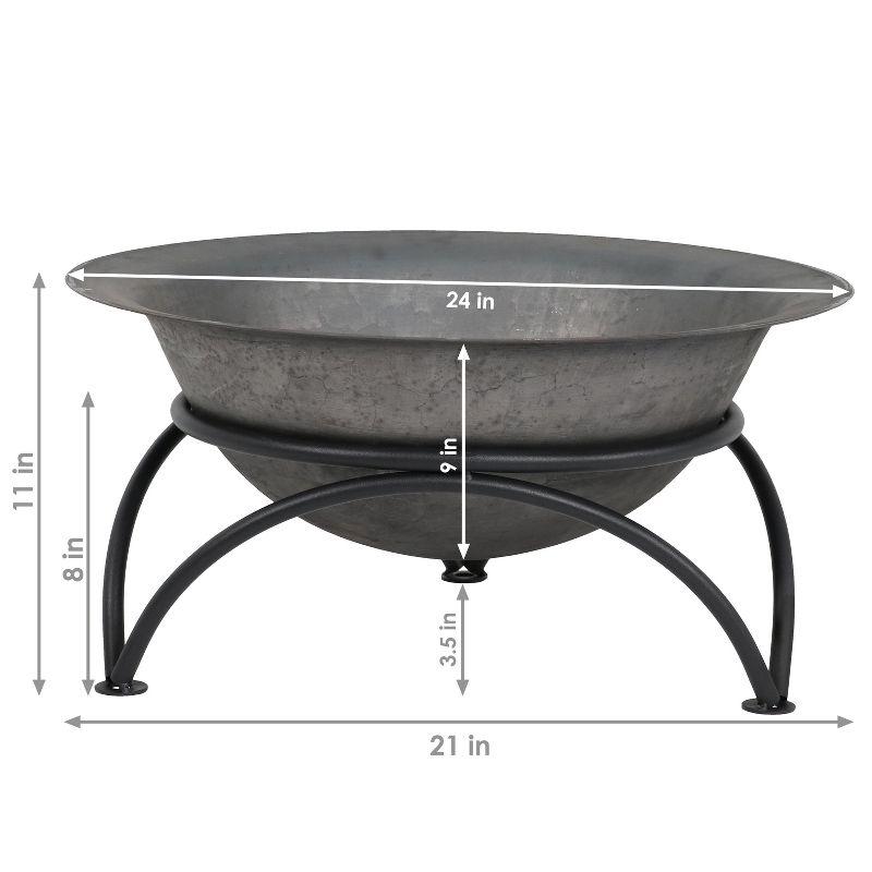 SunnyDaze Decor 23.5" Round Wood-Burning Dark Gray Finish Cast Iron Fire Pit Bowl and Stand