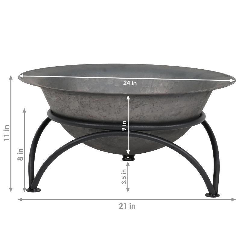 23.5" Round Wood-Burning Dark Gray Finish Cast Iron Fire Pit Bowl and Stand