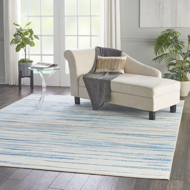 Nourison Jubilant 7'10" x 9'10" (8' x 10') Blue Area Rug Coastal Contemporary Striped by Nourison