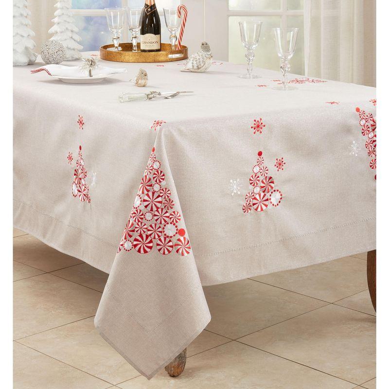 Saro Lifestyle Holiday Tablecloth With Peppermint Christmas Tree Design