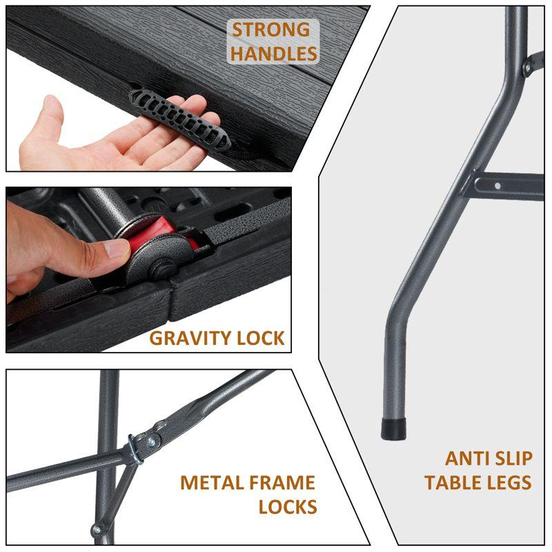 SKONYON Outdoor Picnic Table with Bench Set for BBQ, Camping, Patio, White