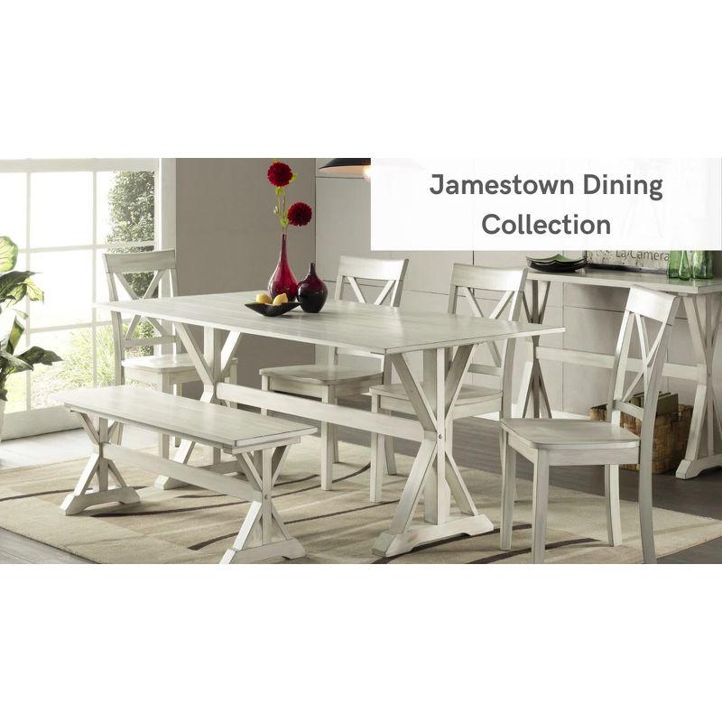 7pc Jamestown Dining Set White - Boraam: Farmhouse Style, Trestle Base, Seats Six