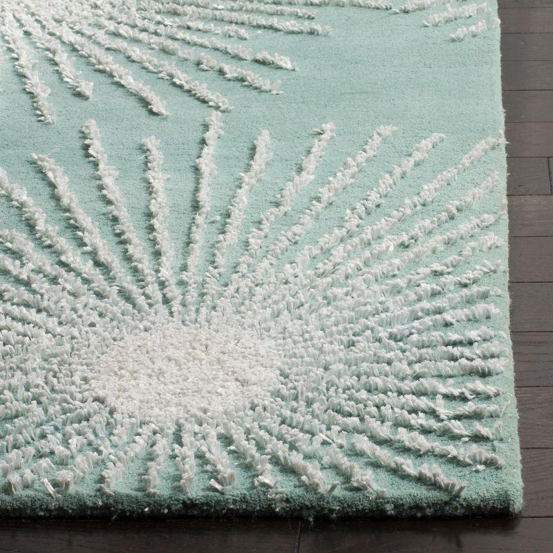 Light Teal Multi Hand-Tufted Wool Viscose Area Rug