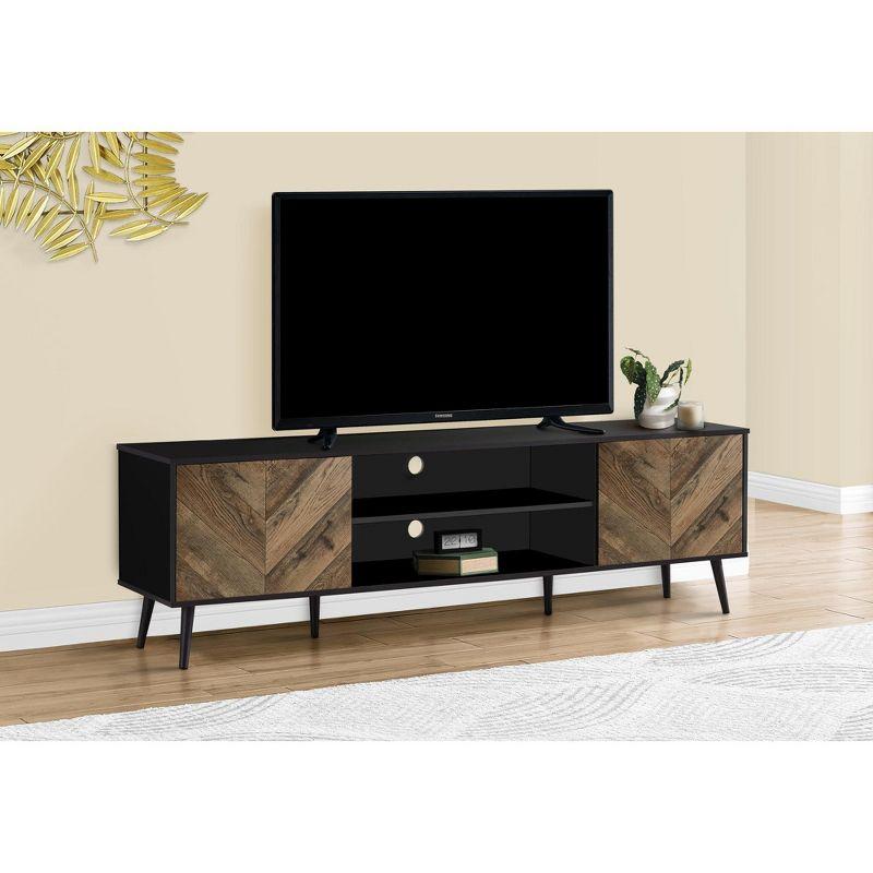 George Oliver Tv Stand, 72 Inch, Console, Media Entertainment Center, Storage Cabinet, Living Room, Bedroom And Black Laminate Metal, Contemporary, Modern