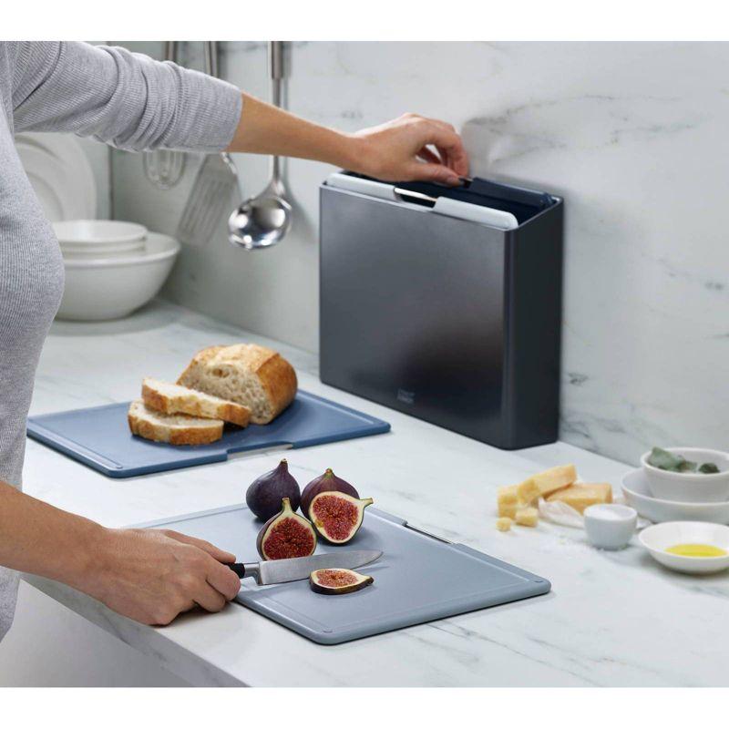 Joseph Joseph Folio 4pc Chopping Board Set (Large) Graphite: BPA-Free, Dishwasher-Safe Cutting Boards, Polypropylene