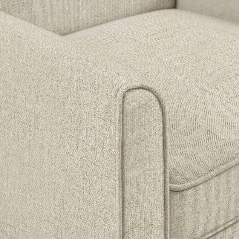 Cream Microfiber Slipcover Accent Chair with Track Arms