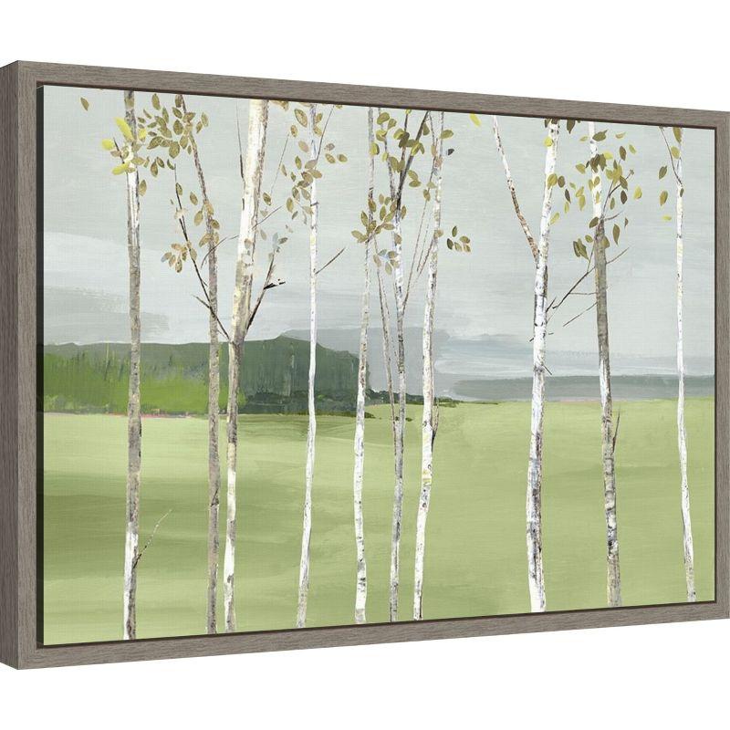 Birch Valley Landscape Canvas Print with Gray Frame