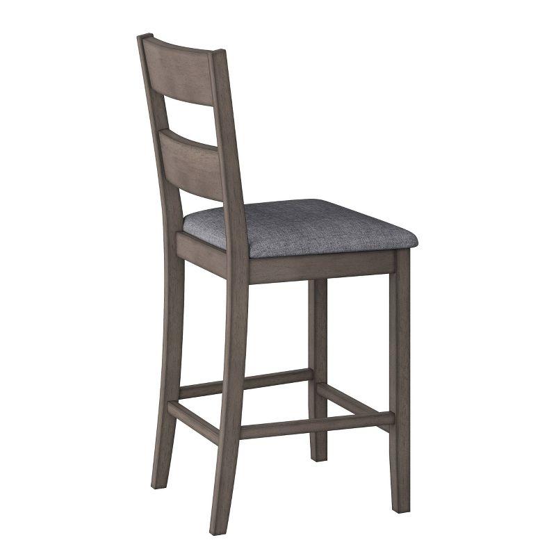 Set of 2 Tuscany Counter Height Dining Chair Washed Gray - CorLiving: Upholstered Square Stools, Footrest, Rubberwood