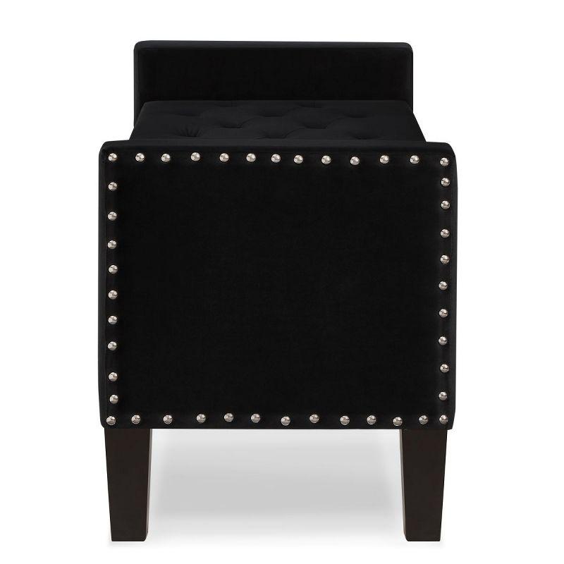 Upholstered Tufted Button Storage Bench with Nails Trim,Velvet Upholstered Entryway Bench Living Room Padded Seat with Armrest,Bed Bench-Cuddlewood