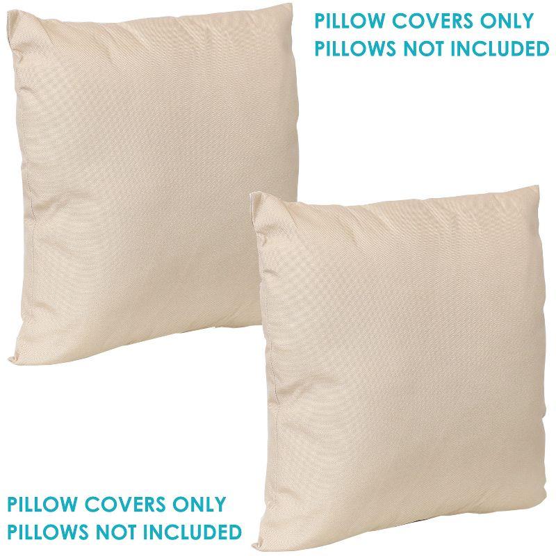 Sunnydaze Indoor/Outdoor Weather-Resistant Polyester Square Decorative Pillow Cover Only with Zipper Closures