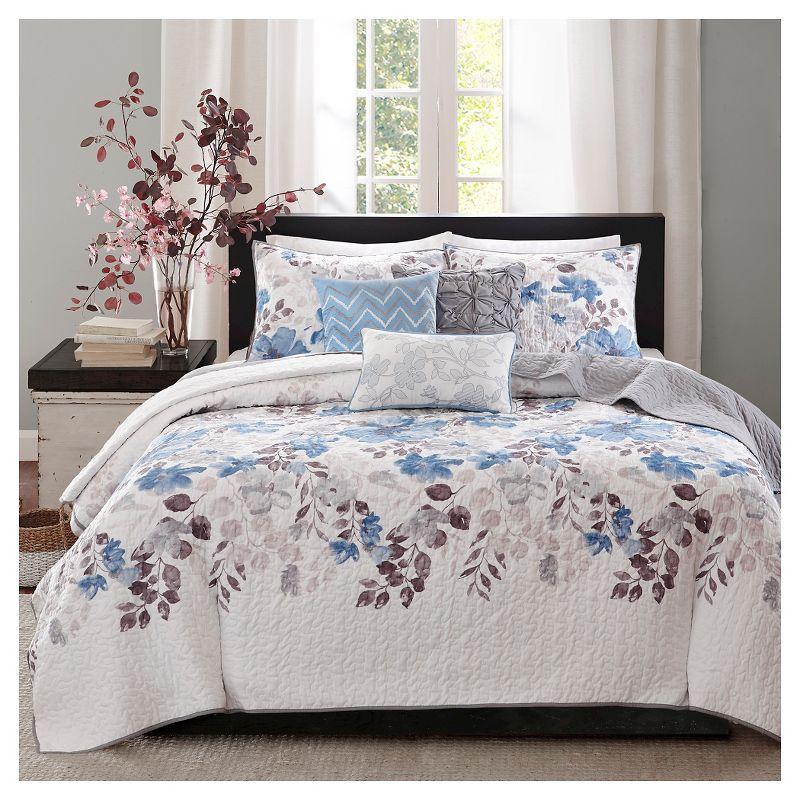 Floral 6 Piece Quilt Set with Throw Pillows