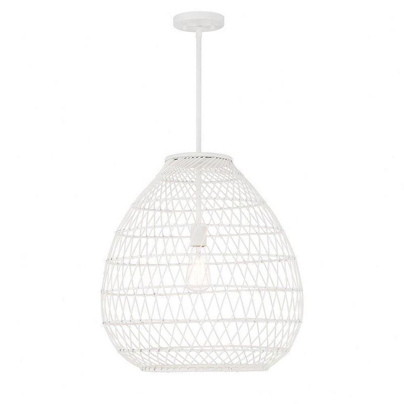 Maya Bisque White Resin Wicker 1-Light Pendant