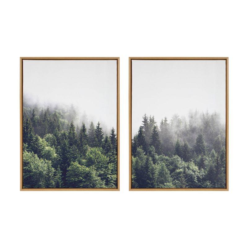 Set of 2 Foggy Forest Landscape Framed Canvas Prints