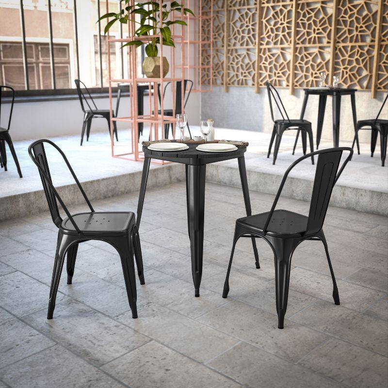 Black Round Poly Resin and Steel Indoor/Outdoor Dining Table