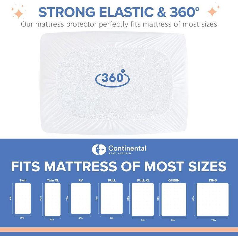 Continental Bedding Waterproof Terry Fitted Mattress Protector Sheet - Twin Size